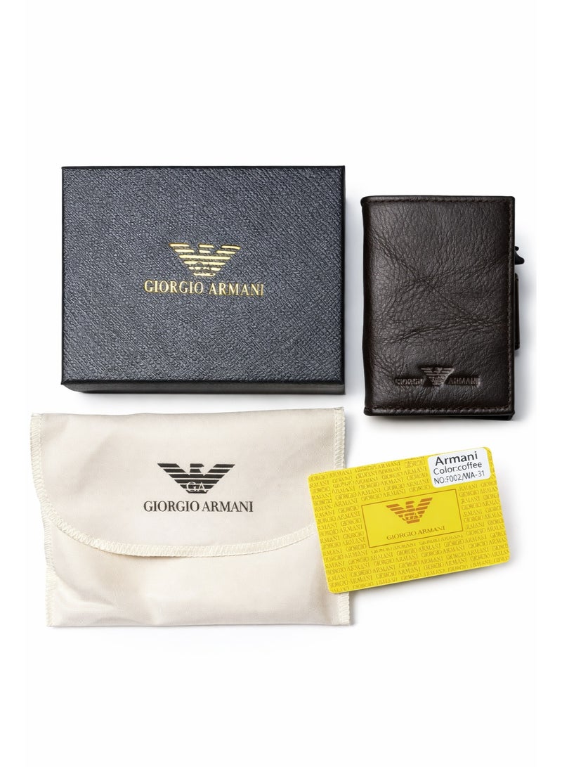 جورجيو أرماني محفظة رجالي جلد طبيعي من جورجيو أرماني – لون بني غامق (قهوة)